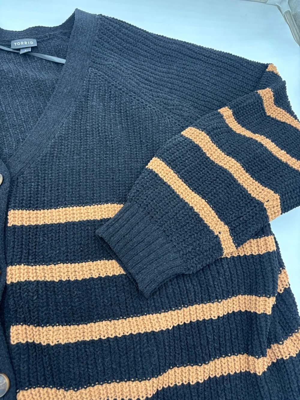 Torrid Chenille V-Neck Cardigan in Deep Black - Picture 2 of 6